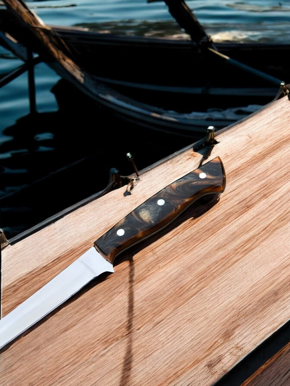 Premium 9-inch handmade fillet knife with 440C stainless steel blade from Damascus Knife Store, ideal for precise fish filleting.