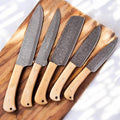 Handmade Damascus Kitchen Knives Set with Bone Handles