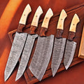 Handmade Damascus Kitchen Knives Set – Bone & Rosewood