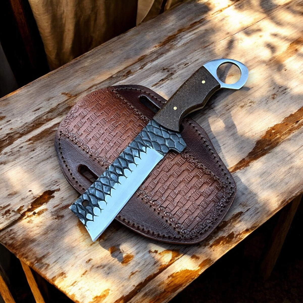 Custom Handmade Bull Cutter Knife – Rasp Tool Steel Blade