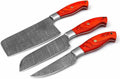 Custom Handmade Damascus Kitchen Knives Set - 10 to 11 Inch Blades with Exotic Pakka Wood Handles
