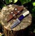Handmade Damascus Steel Skinning Knife - 8" Custom Hunting Tool