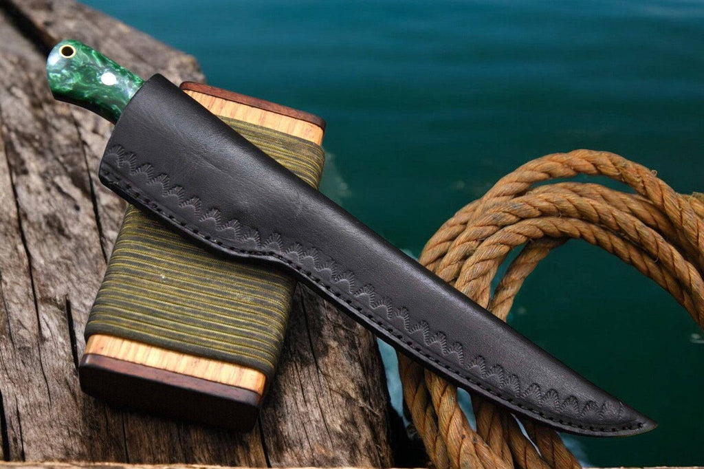 Damascus Knife Store premium 12.8-inch handmade Damascus fillet knife with a polished blade and ergonomic handle.