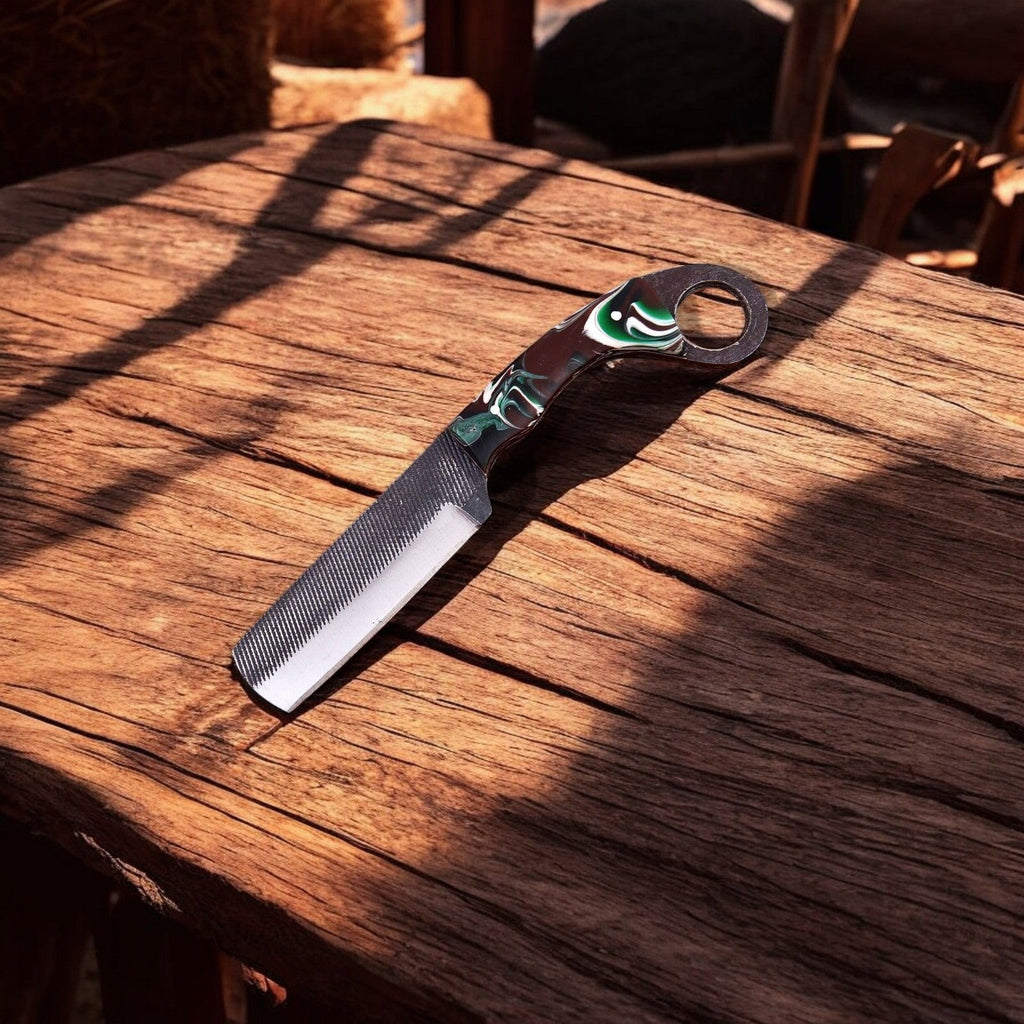 Custom handmade Bull Cutter knife with an 8-inch file tool steel blade, crafted by Damascus Knife Store.