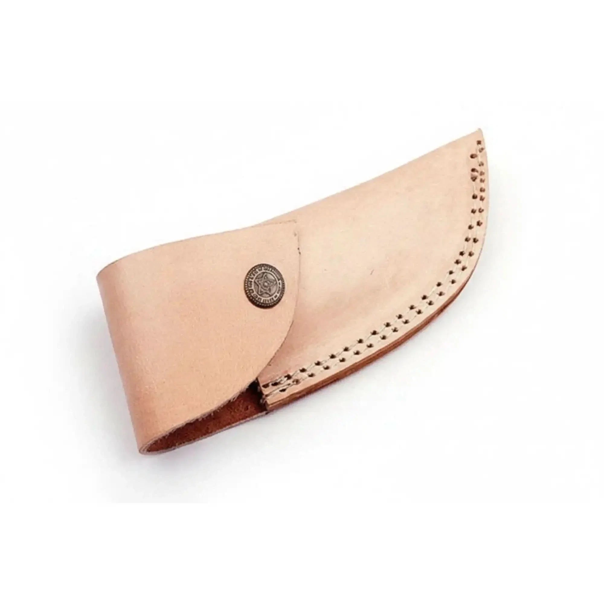 Owl Eyes Engraved Damascus Folding Knife with Handle Artwork