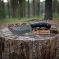 Handmade Damascus Tracker Knife with Black Micarta Handle, Fixed Blade Outdoor Hunting Knife