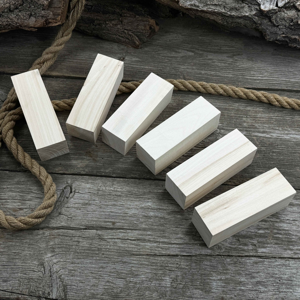 Set of 6 Large Linden Wood Carving Blanks