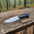 Skinner Knife, Feather Damascus Blade, Resin Handle, Fixed Blade Hunting Knife