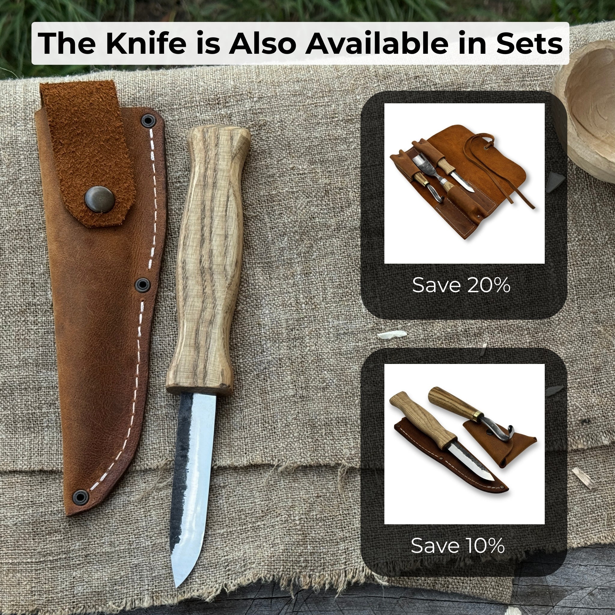 Sloyd Knife with Leather Sheath, 8 cm (3.15 inches)