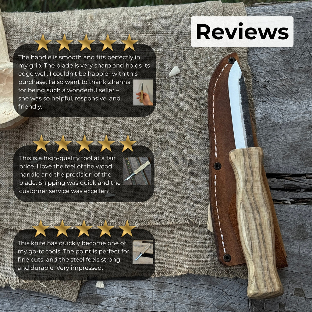 Sloyd Knife with Leather Sheath, 8 cm (3.15 inches)