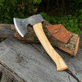 Small Sharky Forged Steel Tools carving axe weighing 0.65 kg with a wooden handle, suitable for detailed woodworking projects.