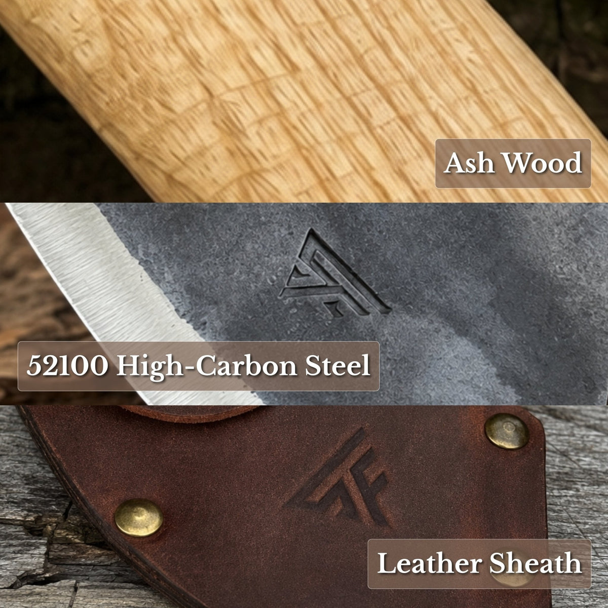 Sharky Forged Steel Tools small carving axe with 52100 high-carbon steel and ash wood handle - Relic & Reel