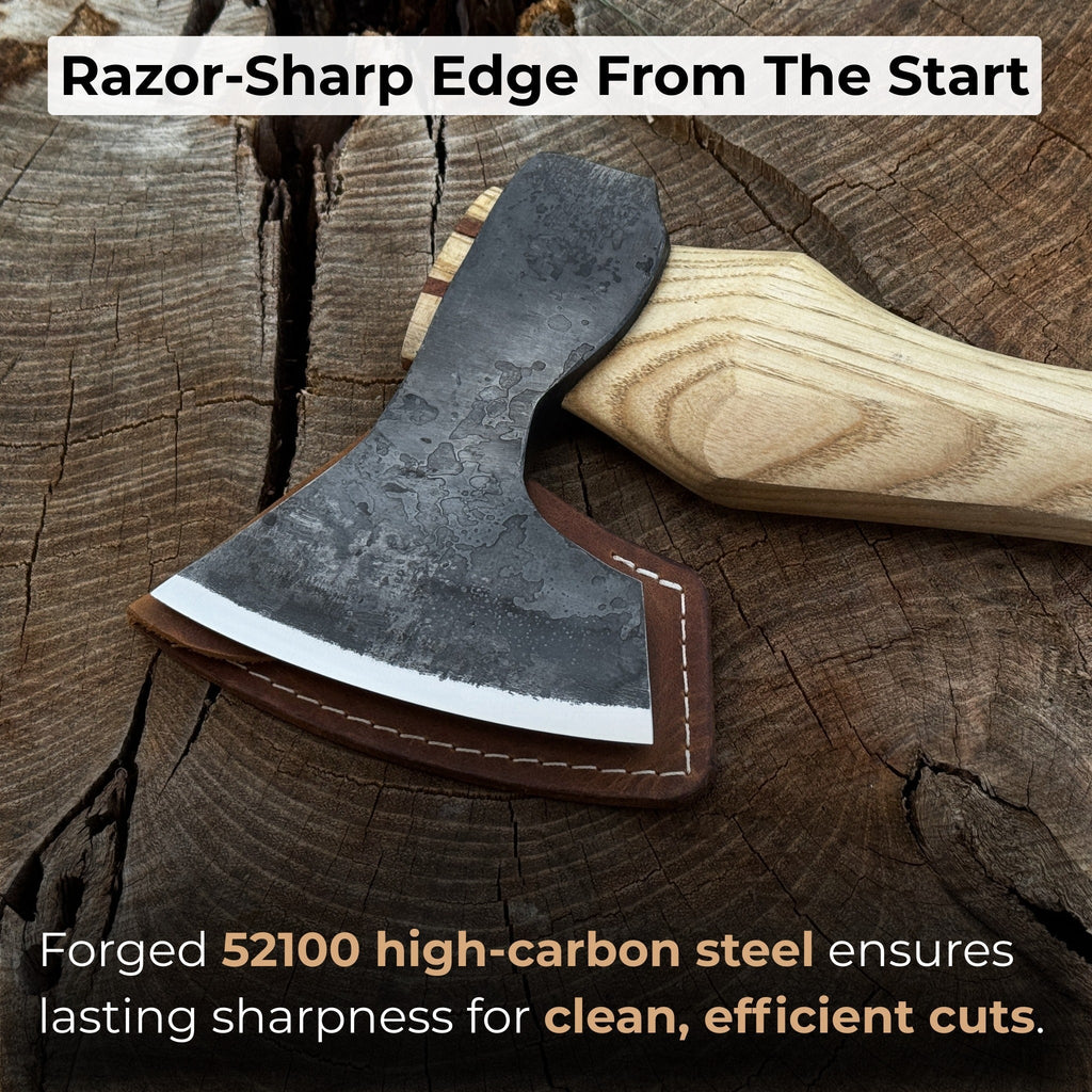 Small Carving Axe with Leather Sheath, 0.47 kg (1 lb)