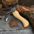 Small Kuksa adze by Sharky Forged Steel Tools with deep curved round blade, 4.5 cm for woodworking or carving projects.