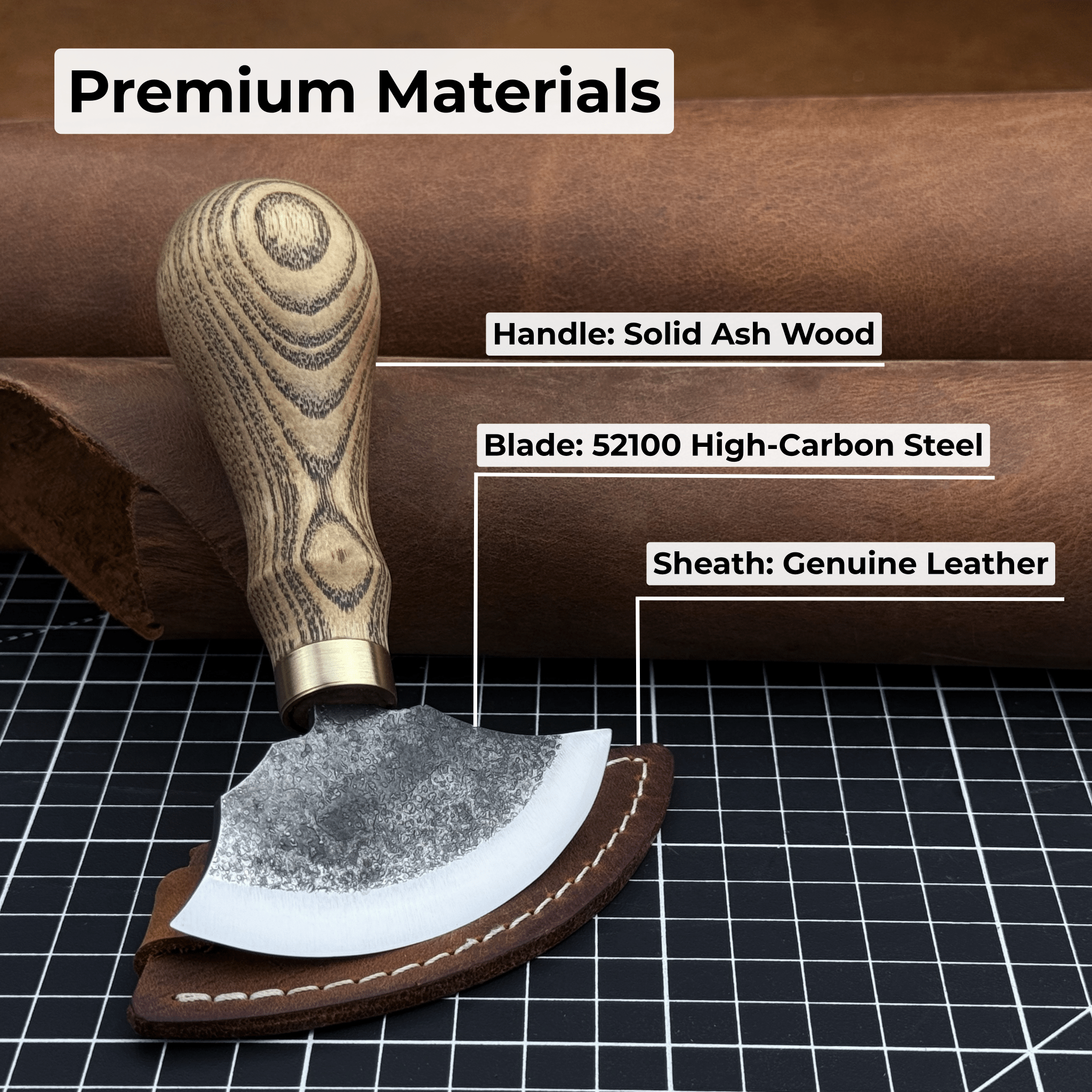 Small Leather Round Knife, 8 cm (3.15 inches)