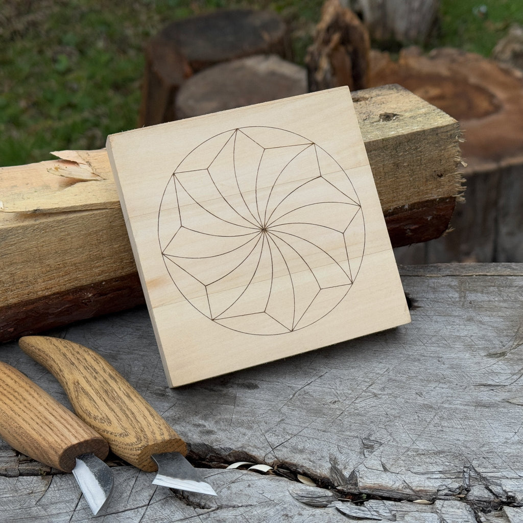 Small Linden Wood Carving Board with Pre-Drawn Pattern - Woodworking Tool | Relic & Reel