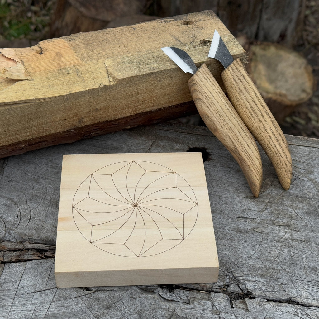 Small Linden Wood Carving Board with Pre-Drawn Pattern - Woodworking Crafting Tool | Relic & Reel