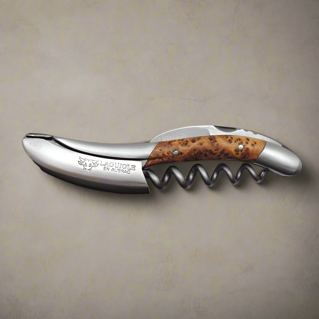 Handcrafted Sommelier Waiter's Corkscrew with Juniper Wood Handle by Laguiole en Aubrac