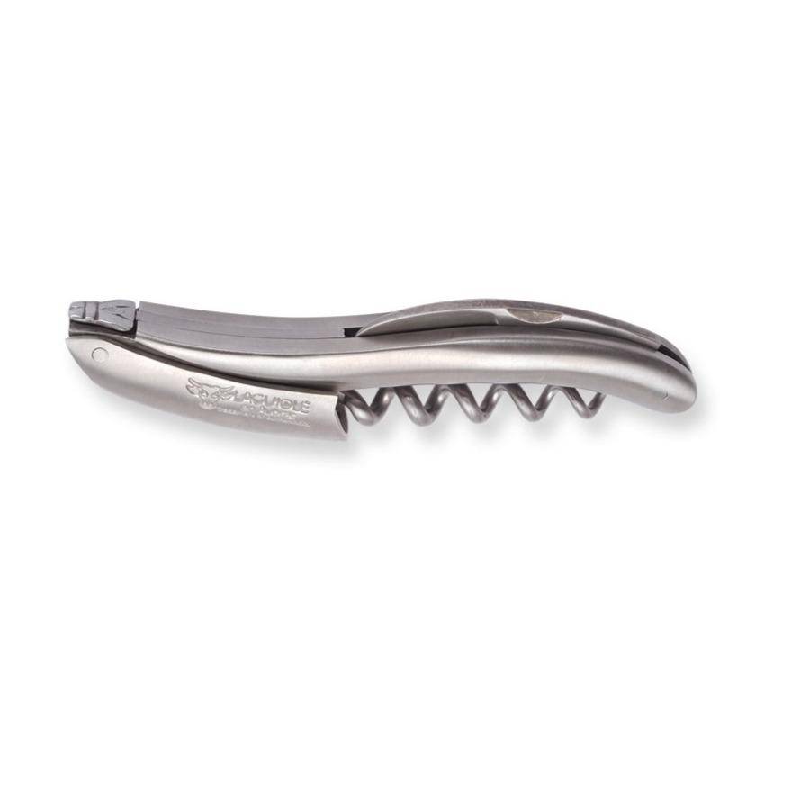 Handcrafted Sommelier Waiter's Corkscrew with Brushed Stainless Steel Handle by Laguiole en Aubrac