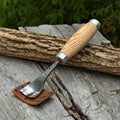Bent gouge spoon shaped woodworking tool from Sharky Forged Steel Tools, 20-45mm (0.8-1.8 inches) for carving and shaping wood.