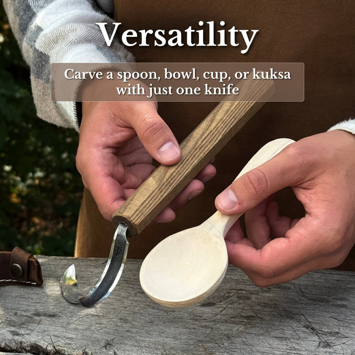 Spoon carving hook knife with large radius curve for wood carving - Sharky Forged Steel Tools