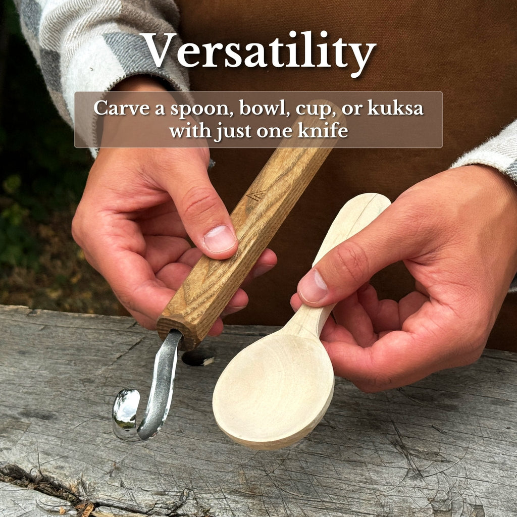 Spoon Carving Hook Knife with wooden handle - wood carving tool | Relic & Reel