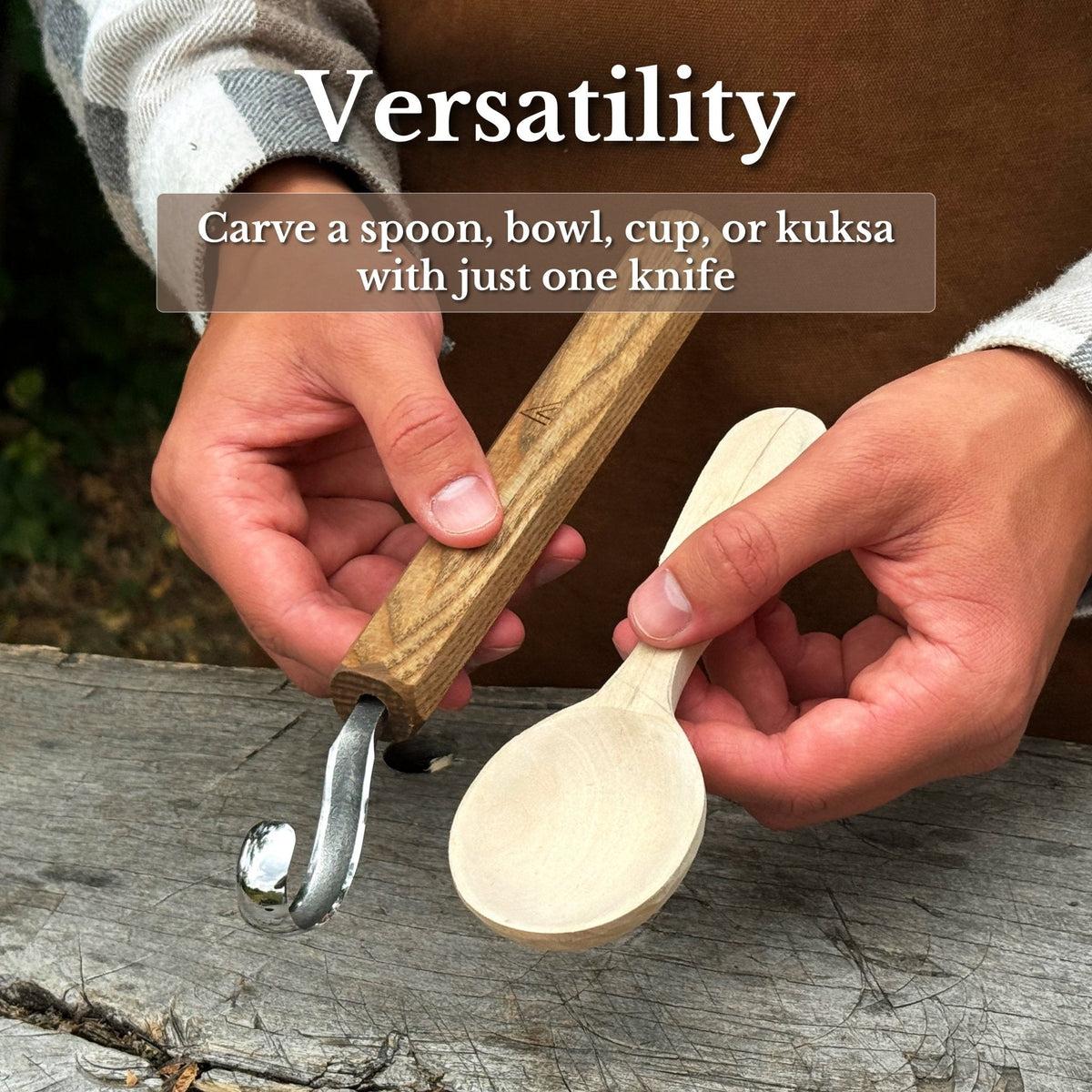 Spoon Carving Hook Knife with wooden handle - wood carving tool | Relic & Reel