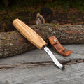 Spoon Carving Hook Knife with Octagonal Handle, 7.5 cm (3 inches), with Leather Sheath