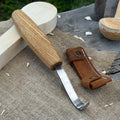 Spoon Carving Hook Knife with Octagonal Handle, 7.5 cm (3 inches), with Leather Sheath