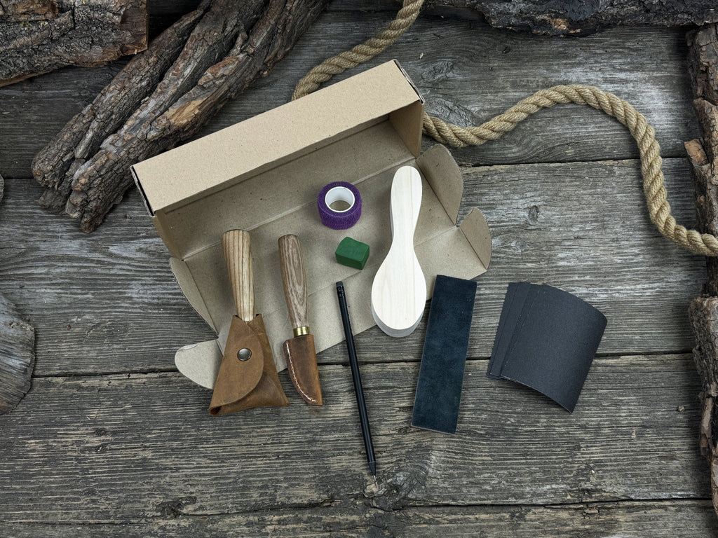 Spoon Carving Kit – Full Carving Set with Safety Tape & Polishing Tools