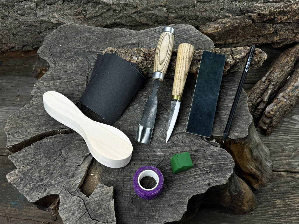 Spoon Carving Kit – Whittling Kit for Beginners with Sharpened Tools & Practice Wood