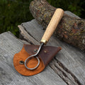 Spoon Carving Scorp (Round) Knife, ⌀3 cm (1.2 inches) with Leather Case