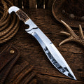 Stag Handle Hunting Bowie Knife – 17" D2 Steel Blade & Leather Sheath