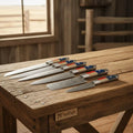 6-Piece Texas Flag Damascus Steak & Utility Knife Set — Pakka Wood & Bone Handles