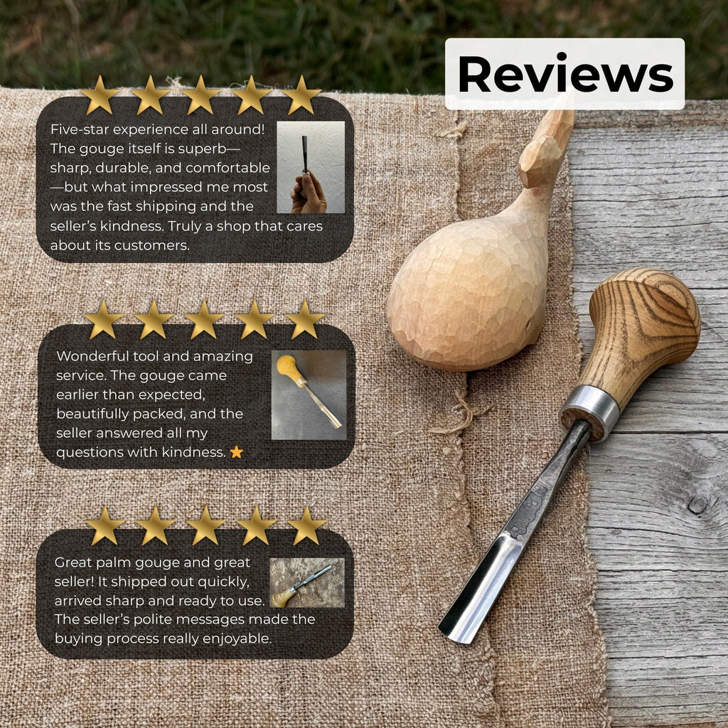 Straight Carving Gouge with Palm Handle, 5 - 12 mm (0.20 - 0.47 inches)