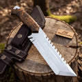 Trailmark Tracker Knife 12.5" Stainless Steel Blade & Burl Wood Handle | JW SteelCrafts