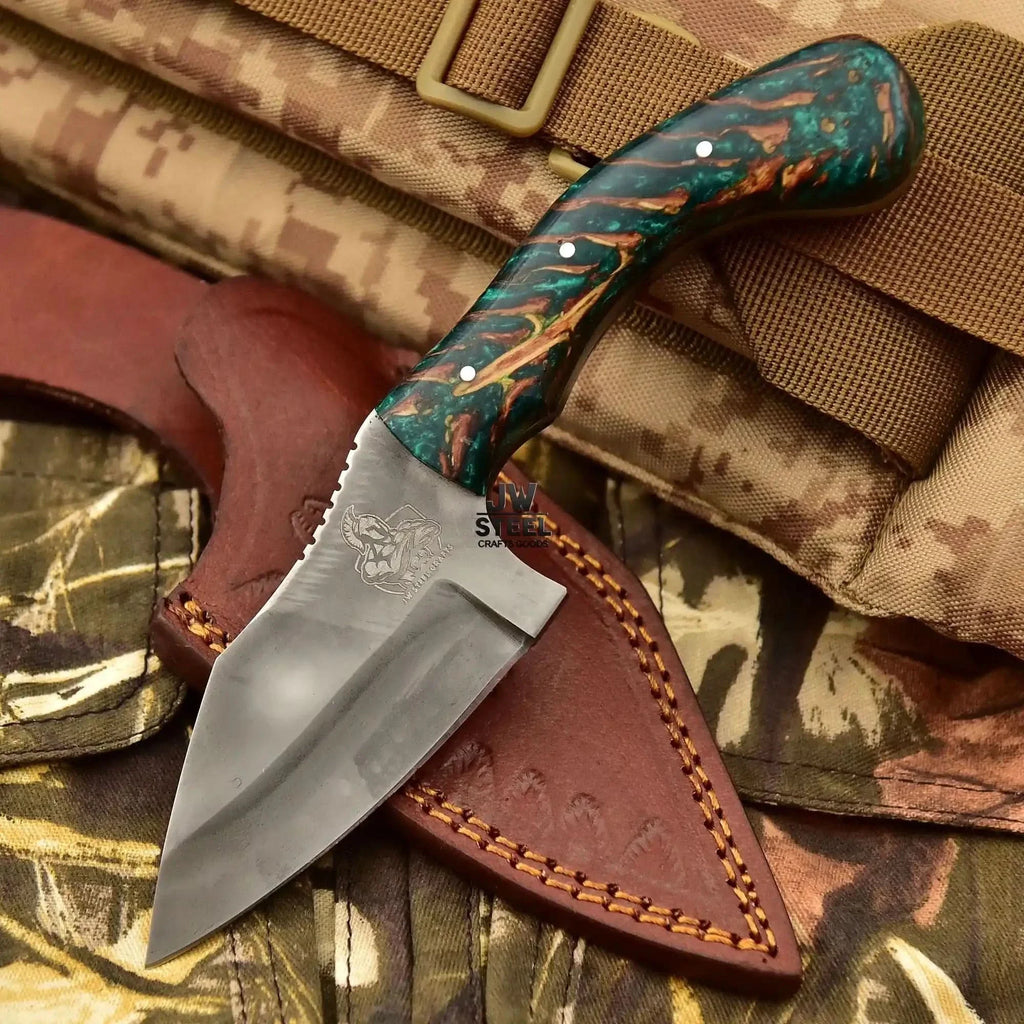 Acid Washed Stainless Steel Hunting Knife Pinecone Handle Outdoor & Camping Knife