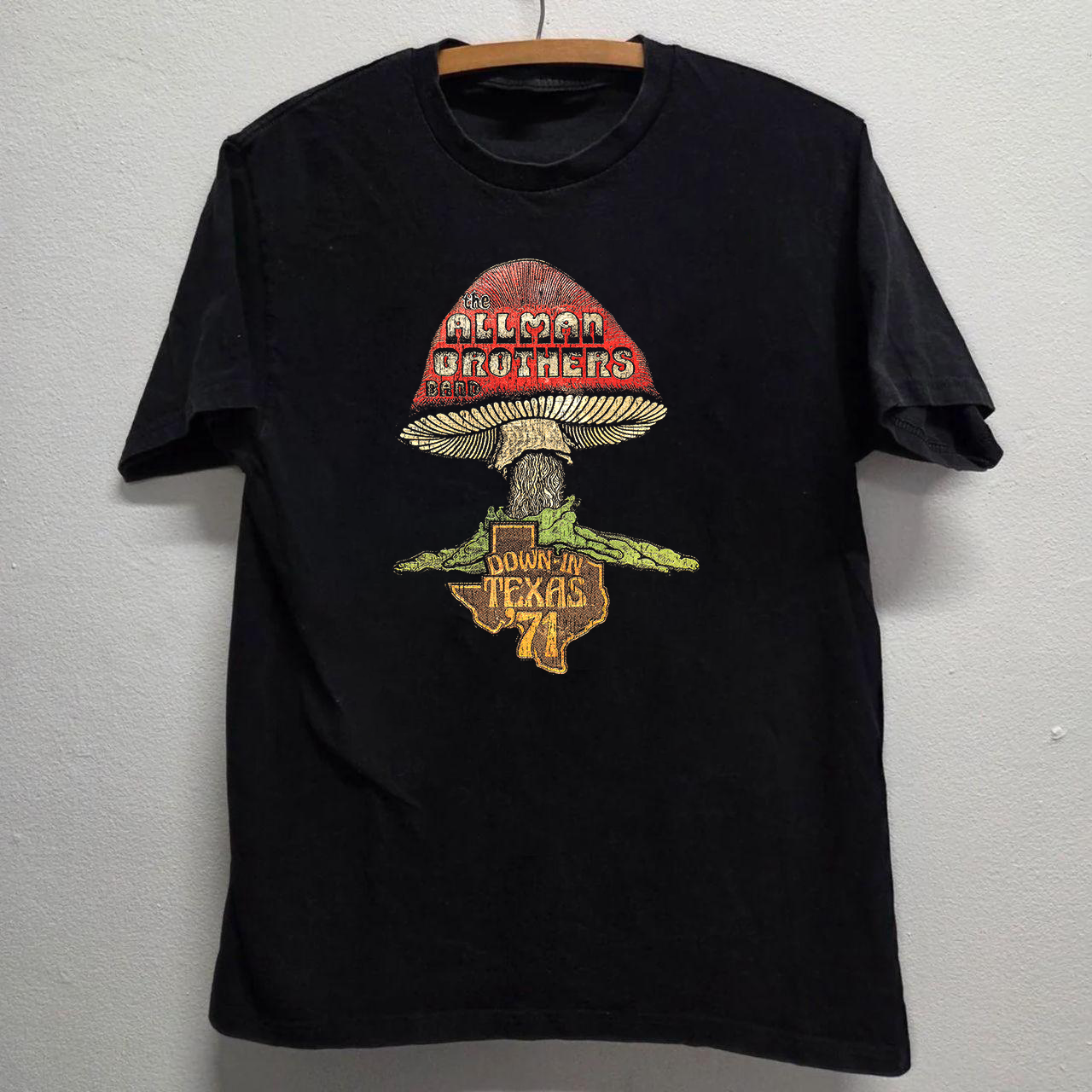 Allman Brothers Down In Texas '71 Vintage Black T-Shirt