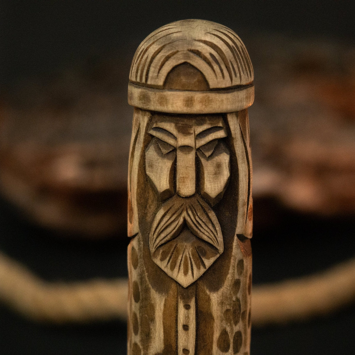 Thor Wooden Figurine 14 cm Hand-Carved Norse God Display Piece - Sharky Forged Steel Tools