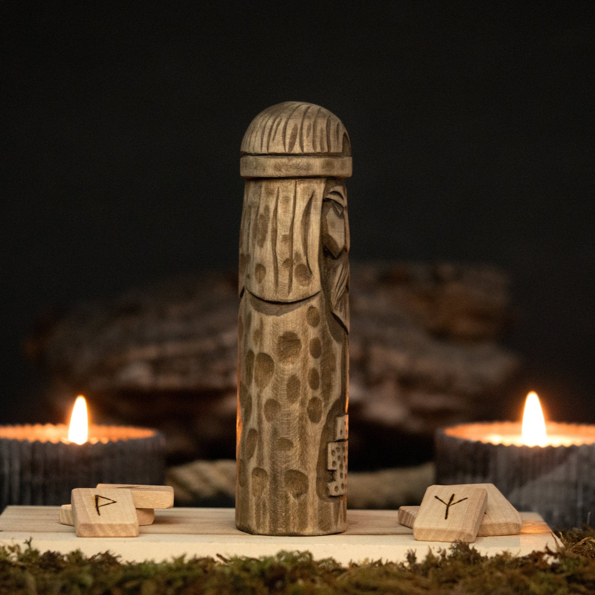 Thor Wooden Figurine - 14 cm Hand-Carved Norse God of Thunder | Sharky Forged Steel Tools - Relic & Reel