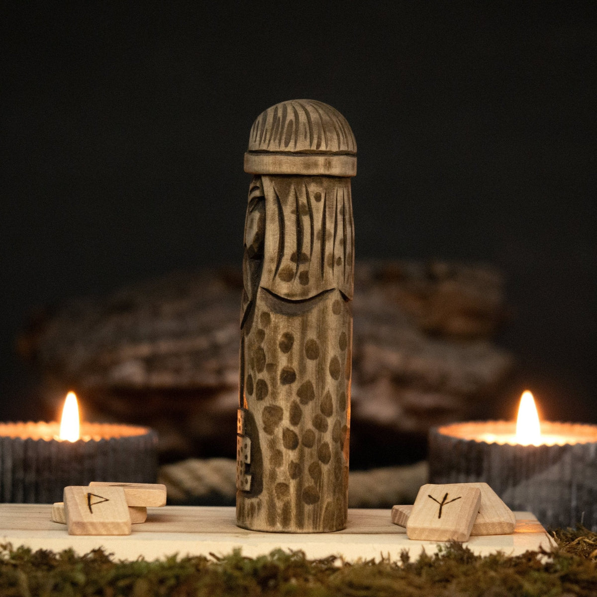 Thor Wooden Figurine - 14 cm Hand-Carved Norse God | Sharky Forged Steel Tools - Relic & Reel