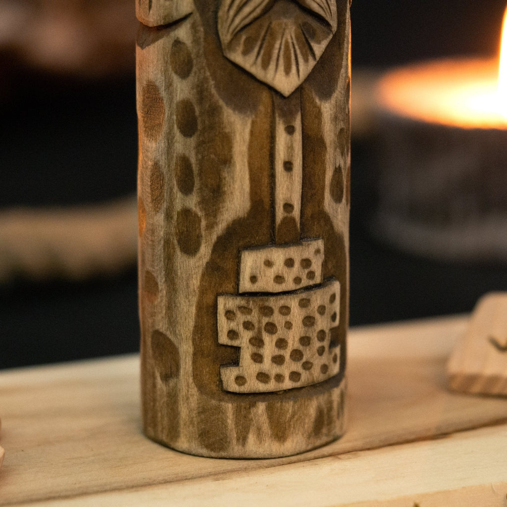Hand-carved Thor wooden figurine 14 cm Norse God decor - Sharky Forged Steel Tools