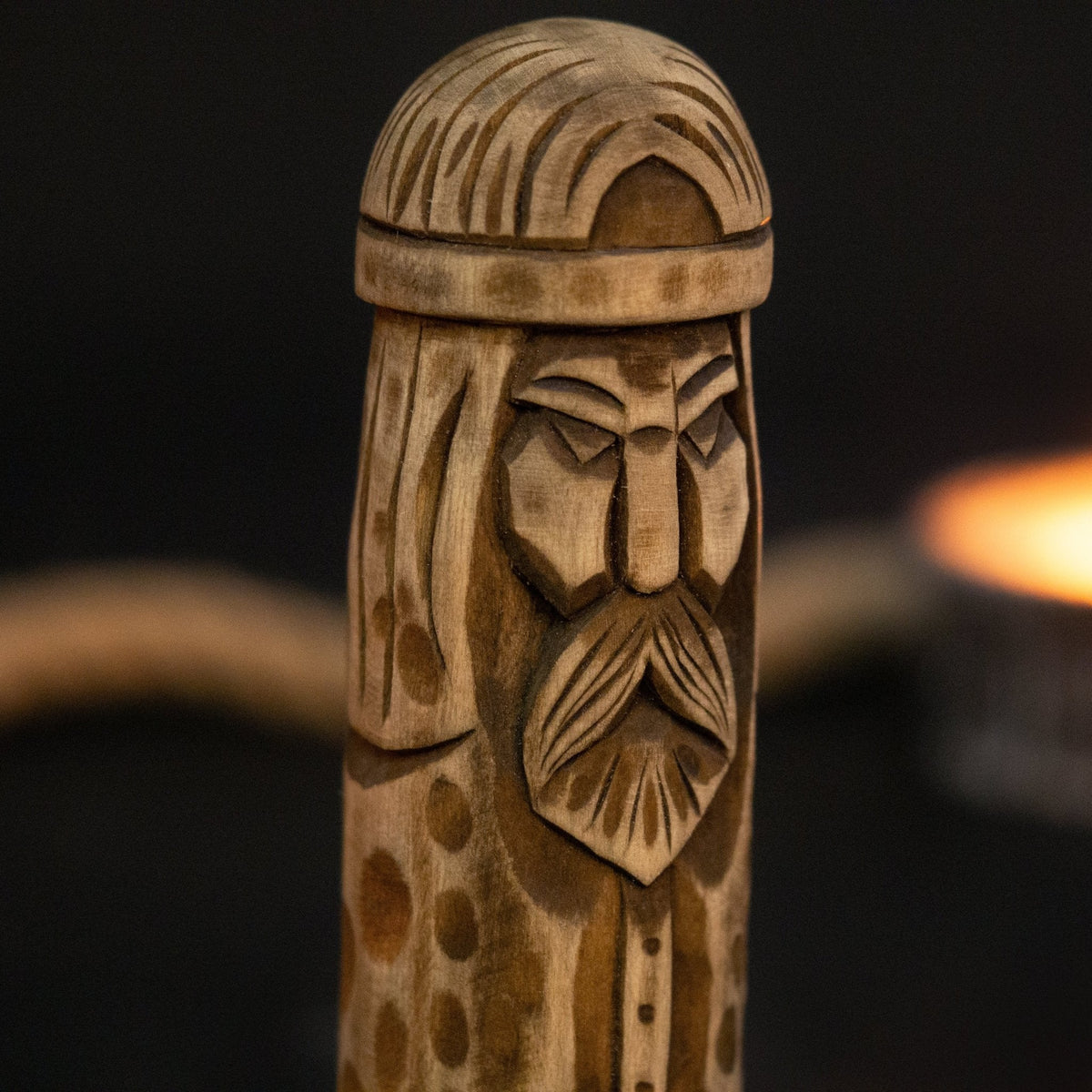 Thor Wooden Figurine - 14 cm Hand-Carved Norse God of Thunder | Sharky Forged Steel Tools - Relic & Reel