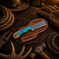 The Turquoise Trail Bull Cutter – D2 Acid Wash Rancher Gift Knife