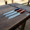 3-Piece Twisted Damascus Knife Set Multicolor Pakka Wood Handles