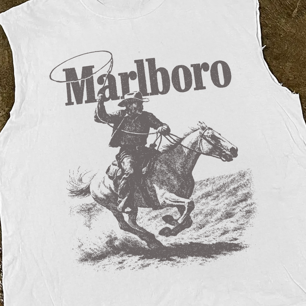 'Rugged' Man Vintage White Cut Off Tee