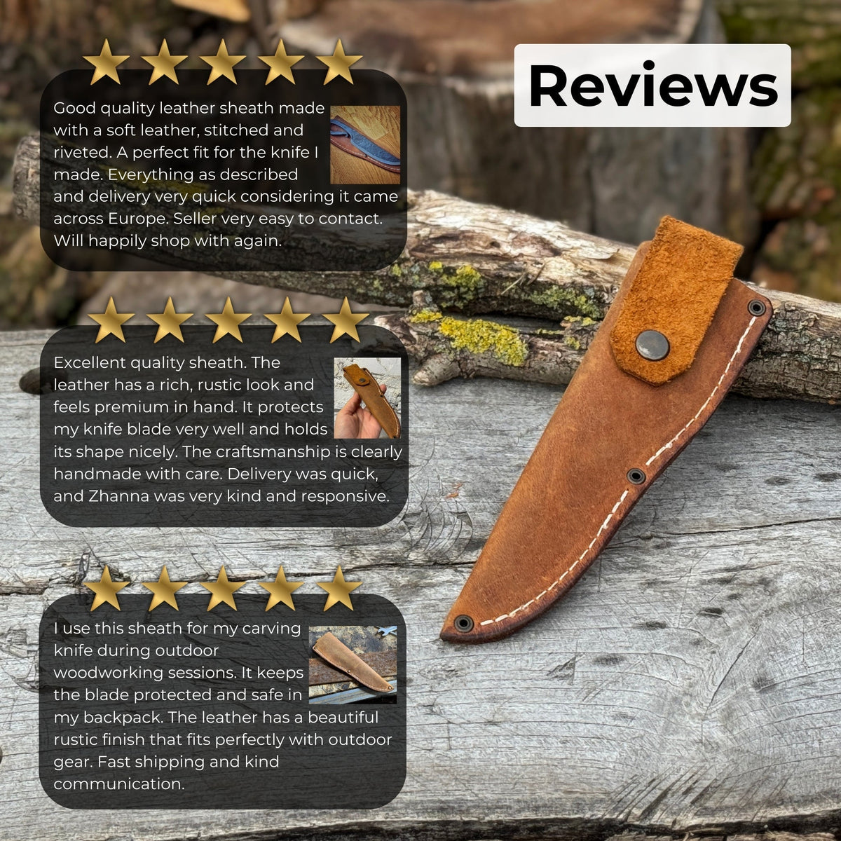 Universal leather knife sheath for outdoor fixed blade knife - Relic & Reel