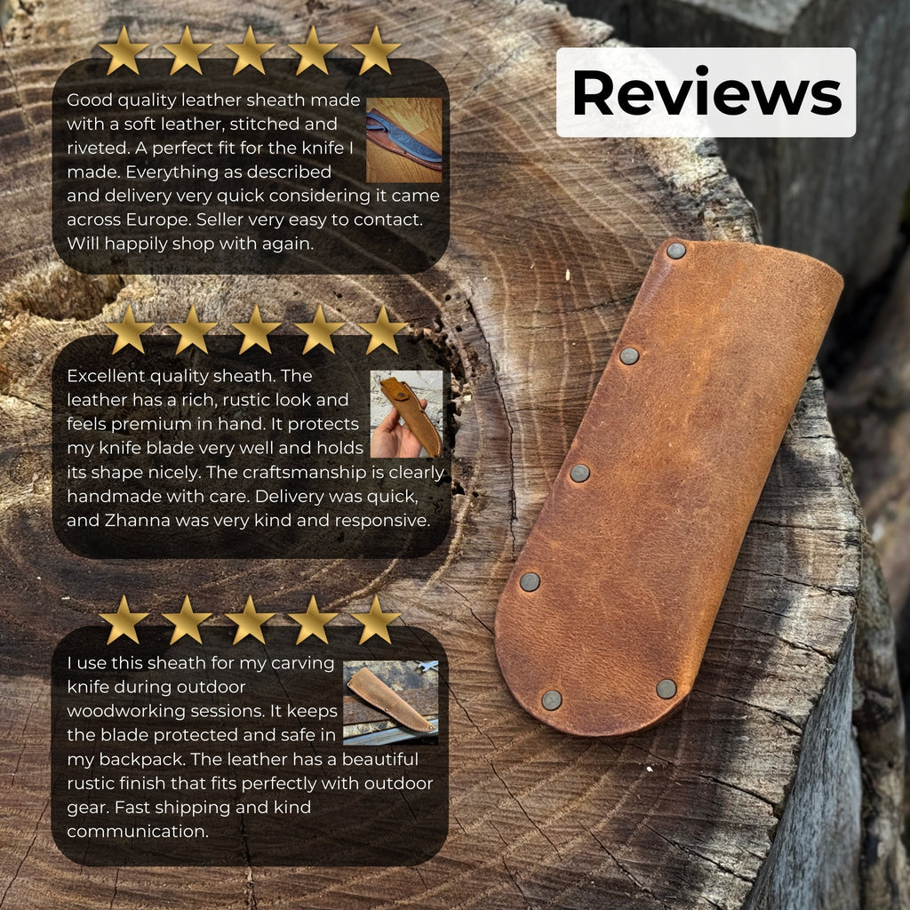Universal leather sheath for outdoor fixed blade knives - Sharky Forged Steel Tools | Relic & Reel