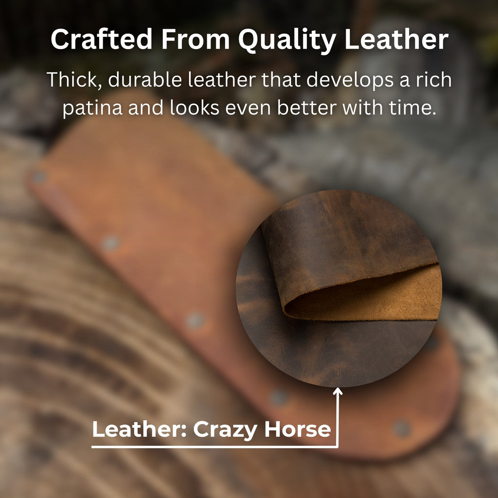 Crazy Horse leather material for universal knife sheath - Sharky Forged Steel Tools - Relic & Reel