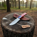 Damascus Steel USA Flag Outdoor Knife Wave Pattern Blade, American Flag Resin Handle